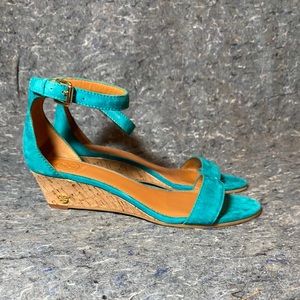 Never Worn Tory Burch Wedge Turquoise Sandals